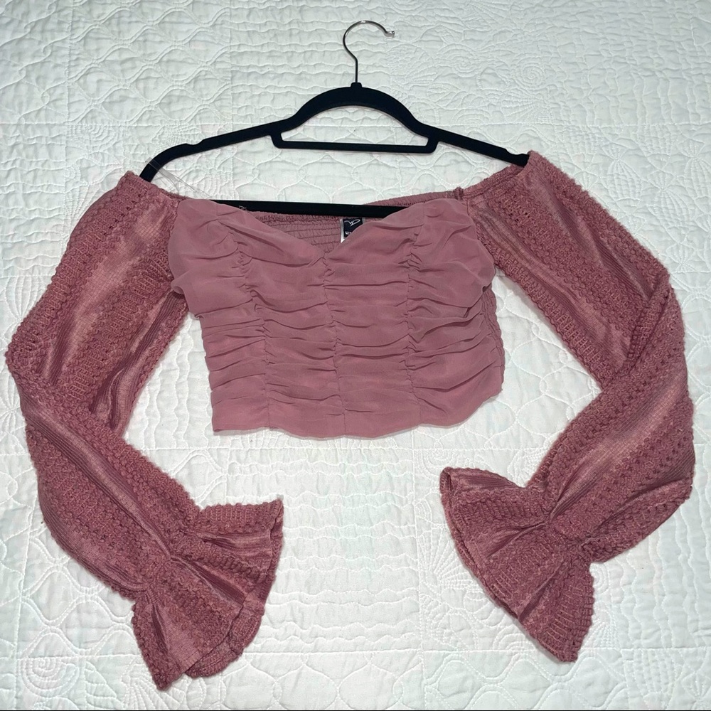 Mauve/Pink Long Sleeve Crop Top